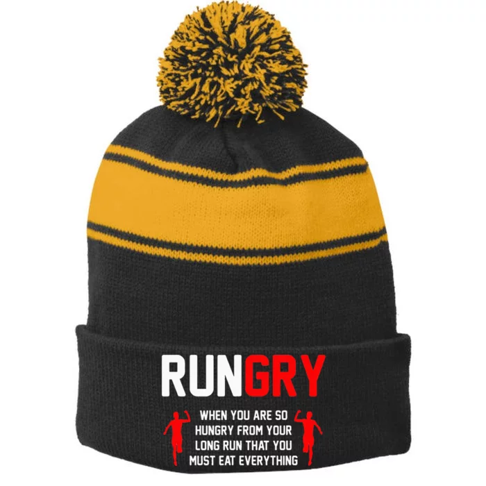 Just Run Tee XC Runner Cross Country Runners Training Stripe Pom Pom Beanie