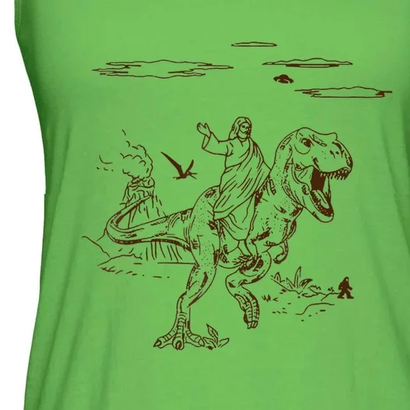 Jesus Riding TRex Dinosaur Ladies Essential Flowy Tank