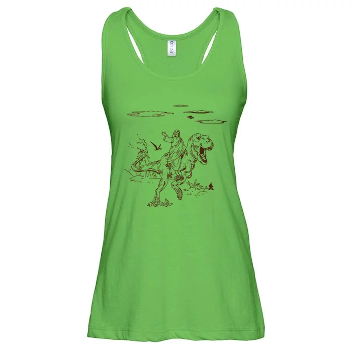 Jesus Riding TRex Dinosaur Ladies Essential Flowy Tank