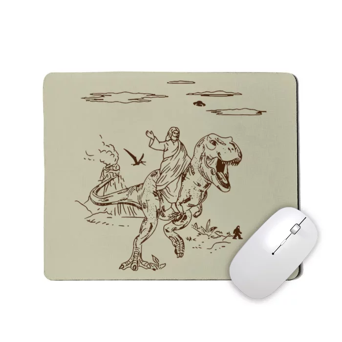 Jesus Riding TRex Dinosaur Mousepad