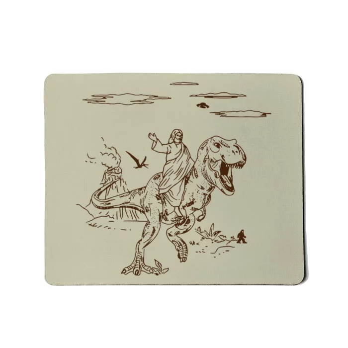 Jesus Riding TRex Dinosaur Mousepad