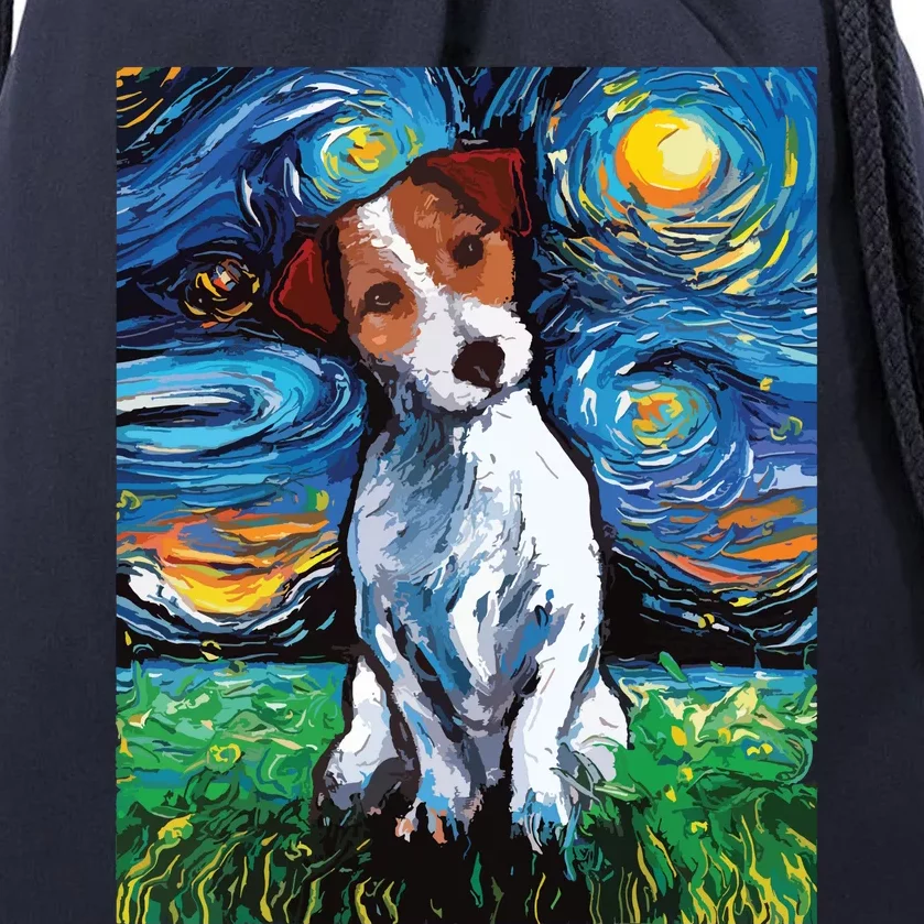 Jack Russell Terrier Starry Night Dog Art Drawstring Bag