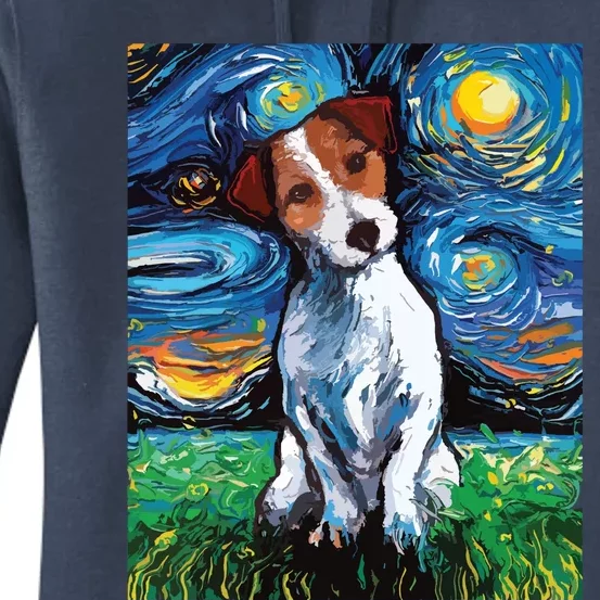 Jack Russell Terrier Starry Night Dog Art Women's Pullover Hoodie