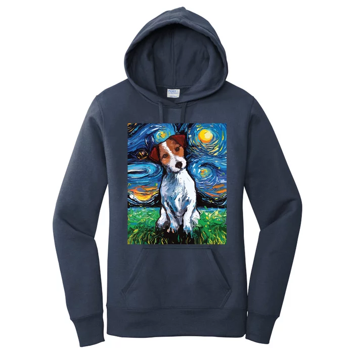 Jack Russell Terrier Starry Night Dog Art Women's Pullover Hoodie