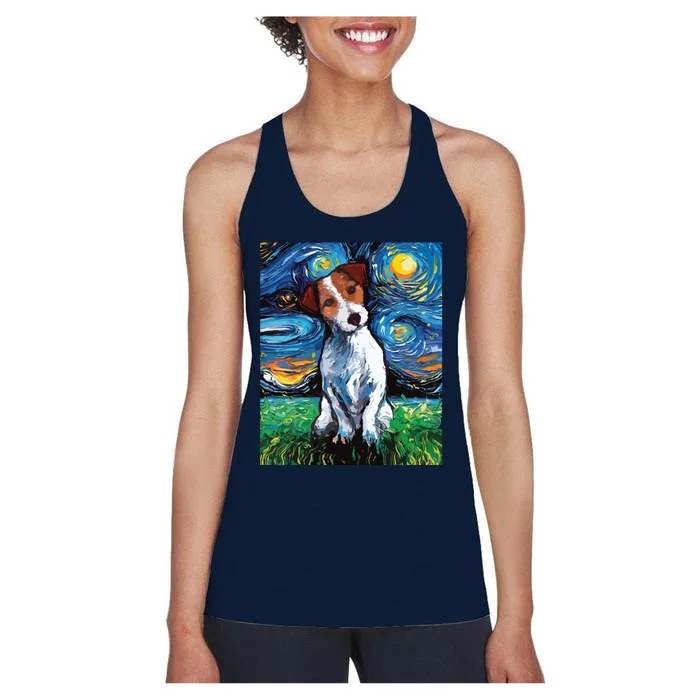 Jack Russell Terrier Starry Night Dog Art Women's Racerback Tank