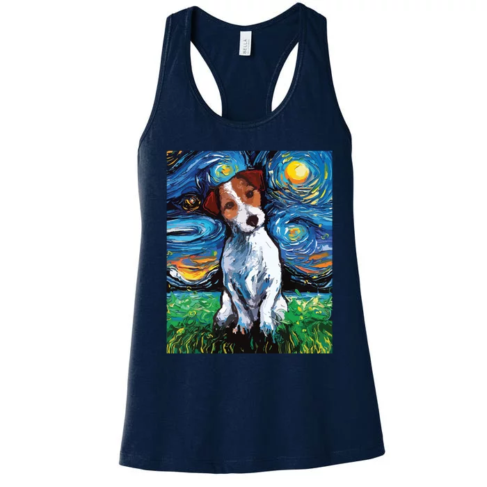 Jack Russell Terrier Starry Night Dog Art Women's Racerback Tank