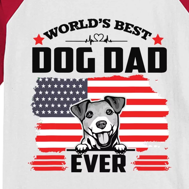 Jack Russell Terrier Worlds Best Dog Dad Ever Fathers Day Kids Colorblock Raglan Jersey