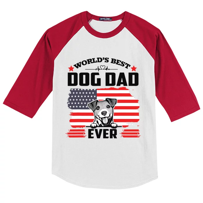 Jack Russell Terrier Worlds Best Dog Dad Ever Fathers Day Kids Colorblock Raglan Jersey