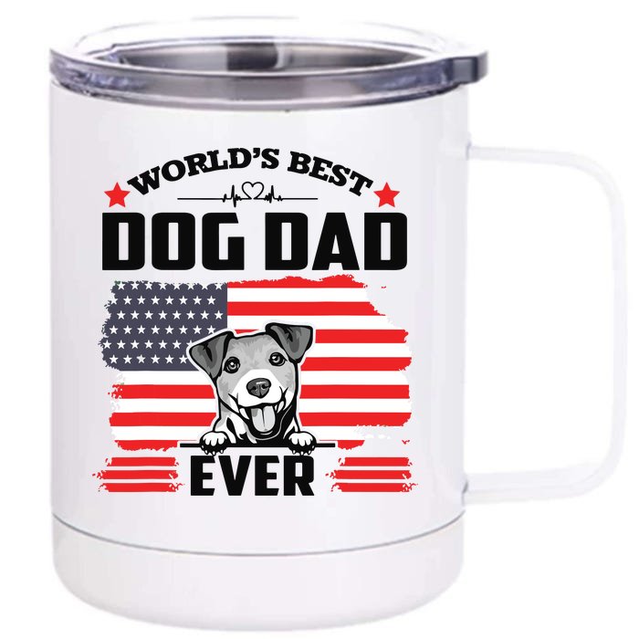 Jack Russell Terrier Worlds Best Dog Dad Ever Fathers Day Front & Back 12oz Stainless Steel Tumbler Cup