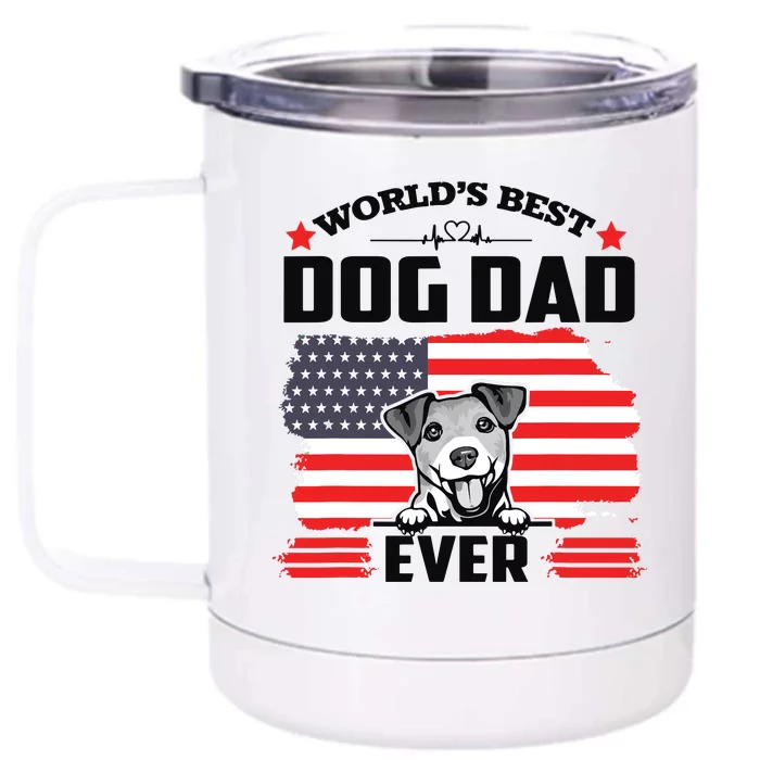 Jack Russell Terrier Worlds Best Dog Dad Ever Fathers Day Front & Back 12oz Stainless Steel Tumbler Cup