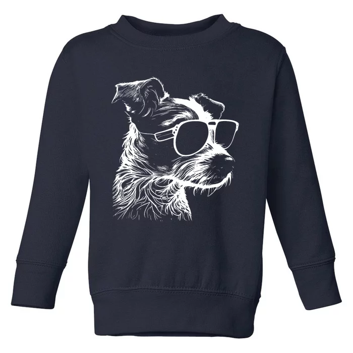 Jack Russell Terrier Walking Sunglasses Dogs Owner Toddler Sweatshirt