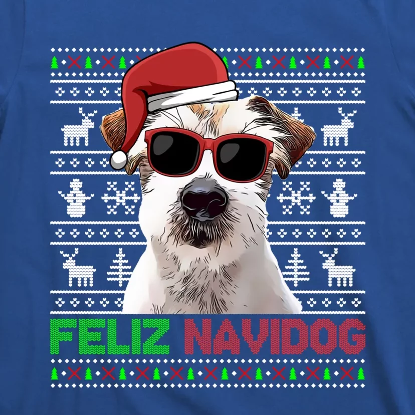 Jack Russell Terrier Dog Feliz Navidog Funny Christmas Funny Gift T-Shirt