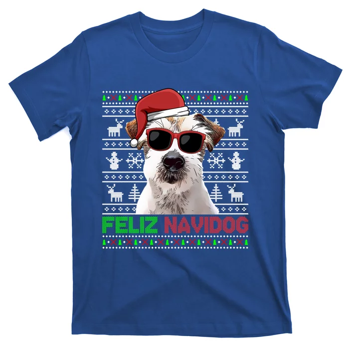 Jack Russell Terrier Dog Feliz Navidog Funny Christmas Funny Gift T-Shirt