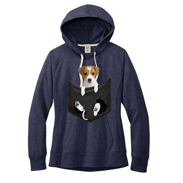 Jack Russell Terrier Dog In Pocket Women's Fleece Hoodie