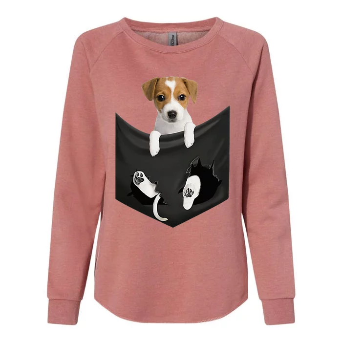 Jack Russell Terrier Dog In Pocket Womens California Wash Sweatshirt