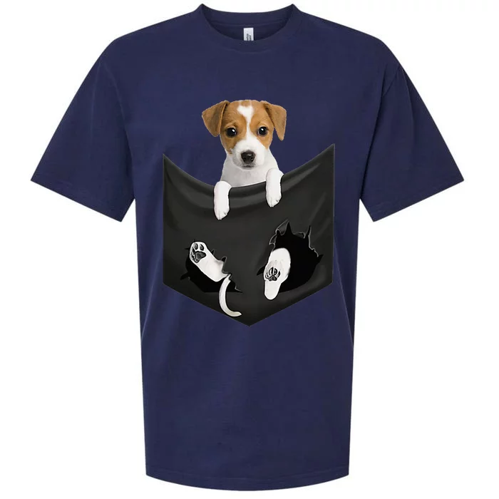 Jack Russell Terrier Dog In Pocket Sueded Cloud Jersey T-Shirt