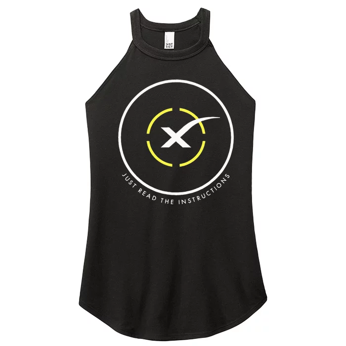 Just Read The Instructions Space Drone Ship With White X Women’s Perfect Tri Rocker Tank