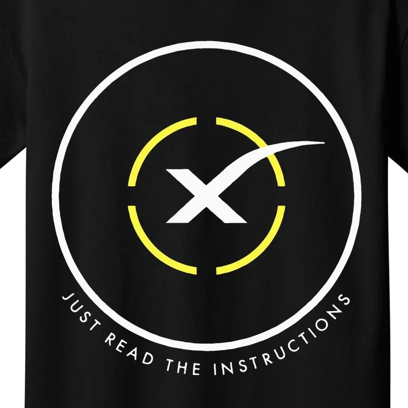 Just Read The Instructions Space Drone Ship With White X Kids T-Shirt