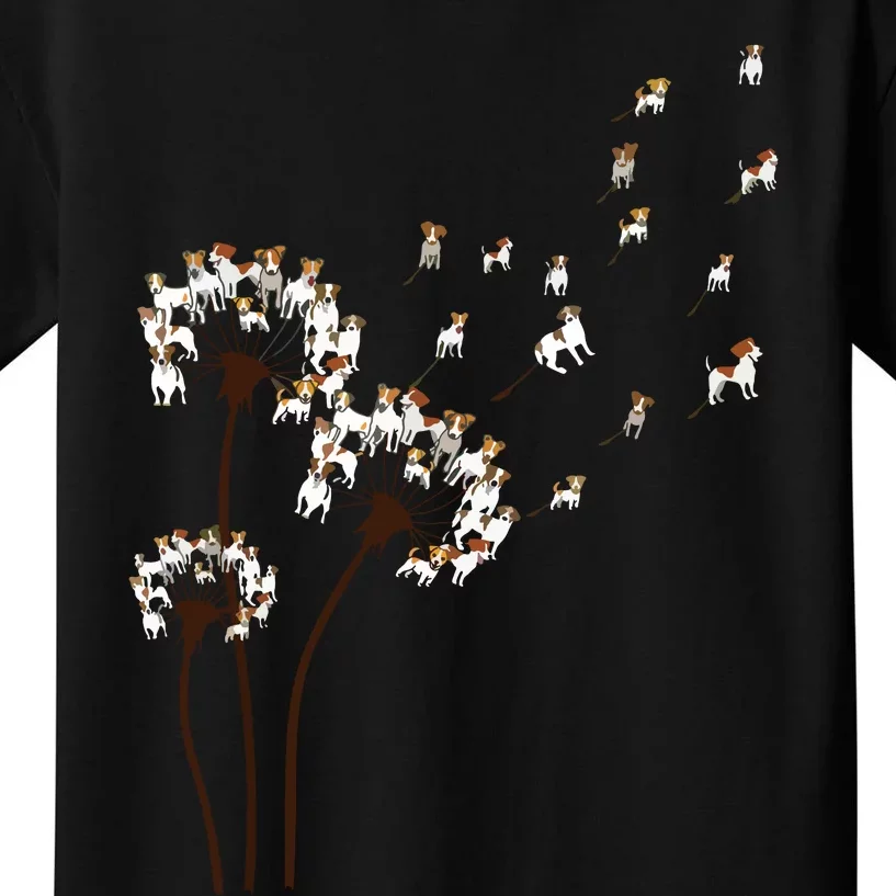 Jack Russell Terrier Dandelion Dog Lovers Kids T-Shirt