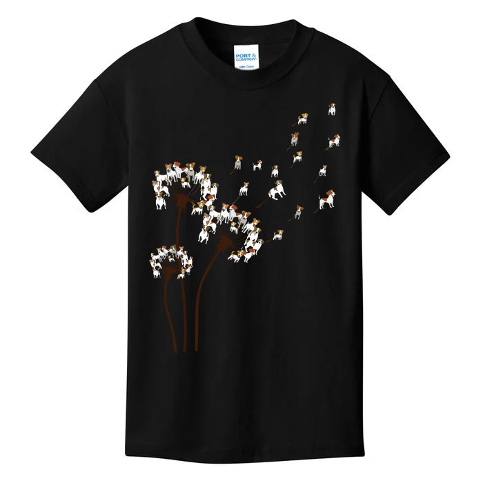 Jack Russell Terrier Dandelion Dog Lovers Kids T-Shirt