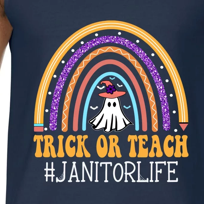 Janitor Rainbow Trick Or Teach Funny Ghost Halloween Gift Comfort Colors® Tank Top