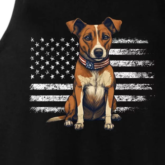 Jack Russell Terrier Dad Mom Dog Lover Usa Flag 4th Of July Cool Gift Ladies Tri-Blend Wicking Tank