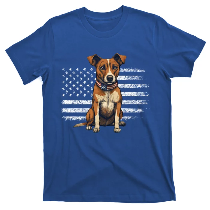 Jack Russell Terrier Dad Mom Dog Lover Usa Flag 4th Of July Cool Gift T-Shirt