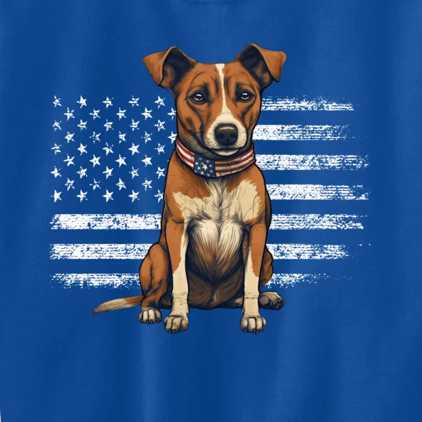 Jack Russell Terrier Dad Mom Dog Lover Usa Flag 4th Of July Cool Gift Kids Sweatshirt