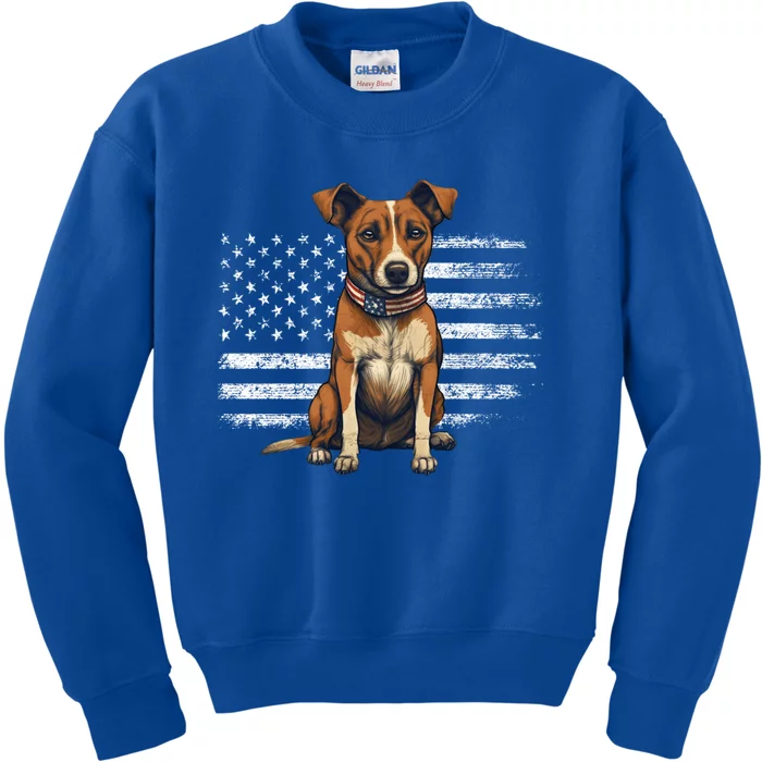 Jack Russell Terrier Dad Mom Dog Lover Usa Flag 4th Of July Cool Gift Kids Sweatshirt