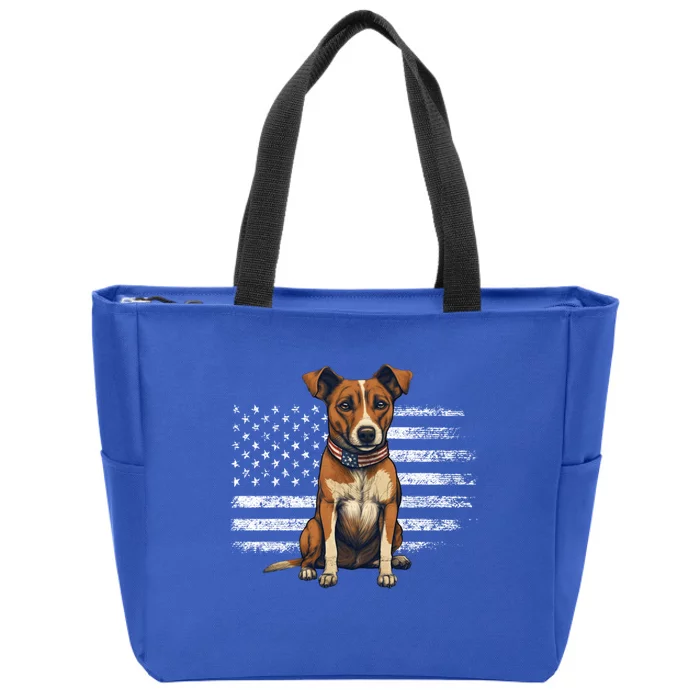 Jack Russell Terrier Dad Mom Dog Lover Usa Flag 4th Of July Cool Gift Zip Tote Bag