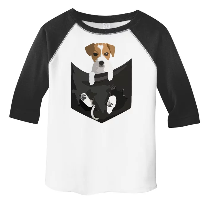 Jack Russell Terrier Dog In Pocket Toddler Fine Jersey T-Shirt