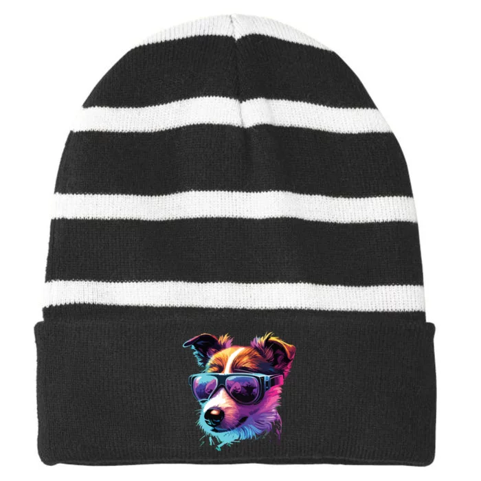 Jack Russell Terrier Dogs Jack Russell Terriers Striped Beanie with Solid Band