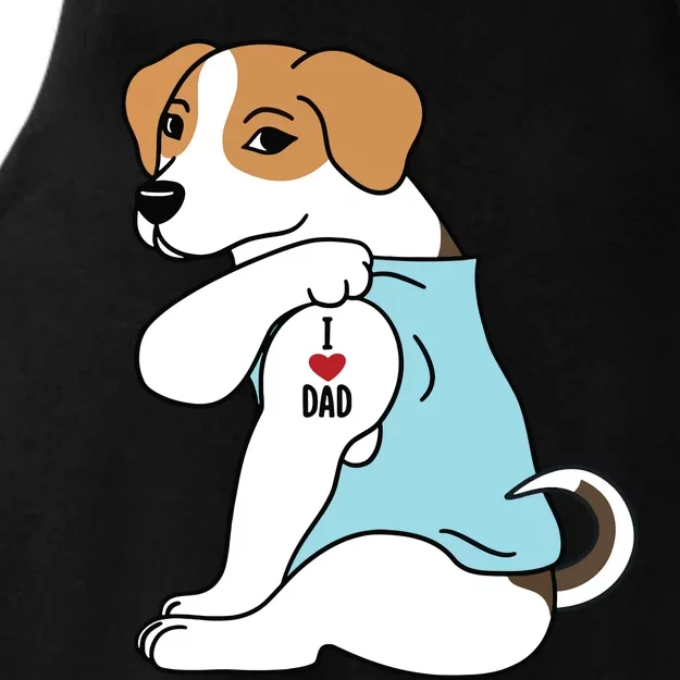 Jack Russell Terrier I Love Dad Funny Dog Ladies Tri-Blend Wicking Tank