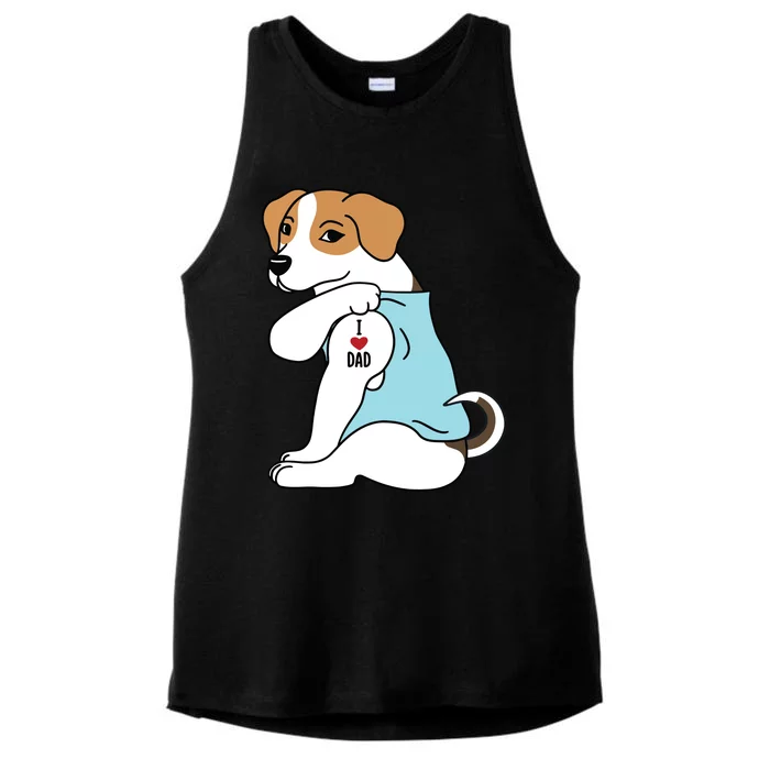 Jack Russell Terrier I Love Dad Funny Dog Ladies Tri-Blend Wicking Tank