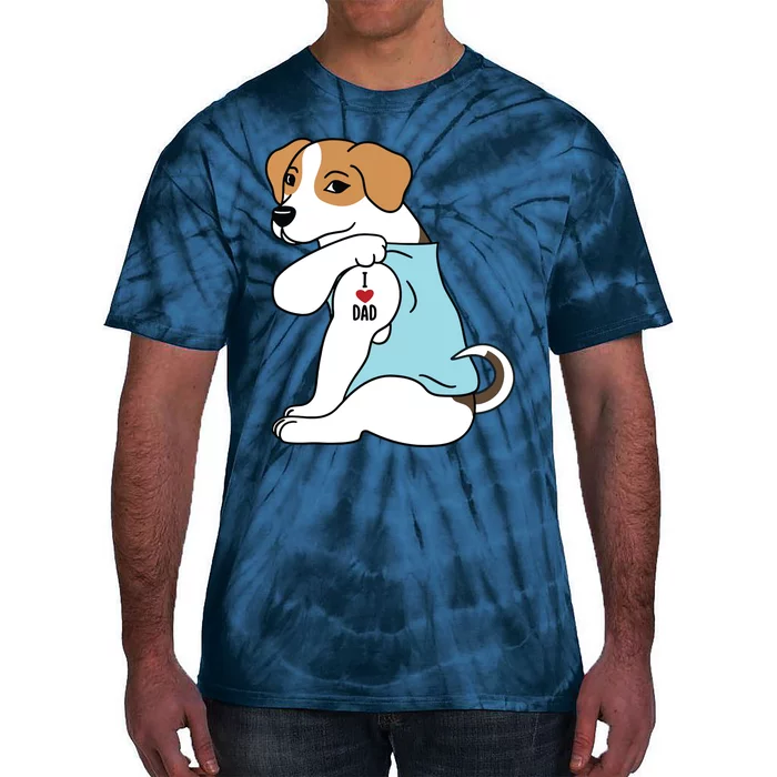 Jack Russell Terrier I Love Dad Funny Dog Tie-Dye T-Shirt