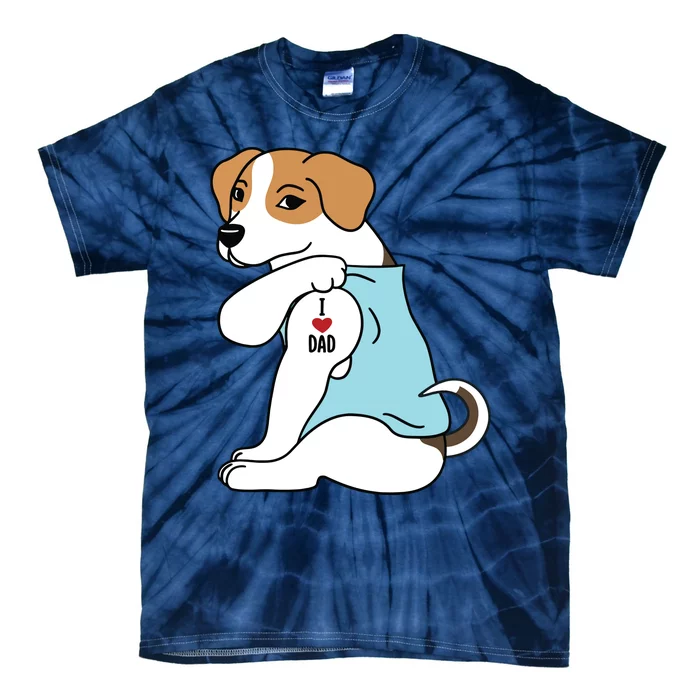 Jack Russell Terrier I Love Dad Funny Dog Tie-Dye T-Shirt