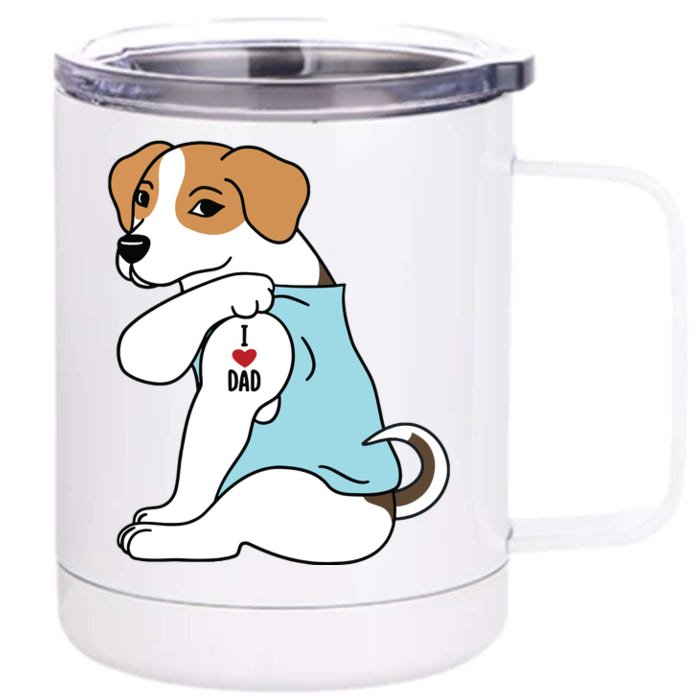 Jack Russell Terrier I Love Dad Funny Dog Front & Back 12oz Stainless Steel Tumbler Cup