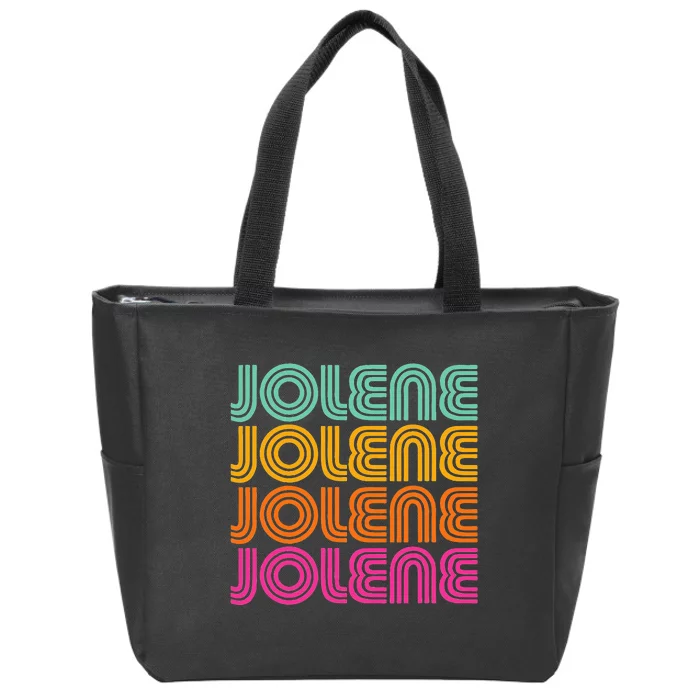 Jolene Retro Vintage 70s 80s Rainbow Pink Song Sunset Name Zip Tote Bag