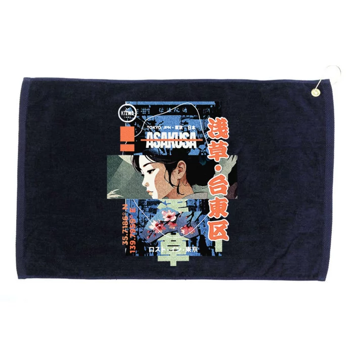 Japanese Retro Vintage 90s 80s Streetwear Tokyo Anime Manga Grommeted Golf Towel