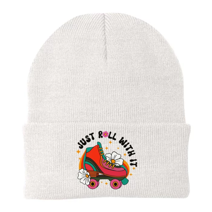 Just Roll With It Roller Skating Retro Summer Vintage Roller Knit Cap Winter Beanie