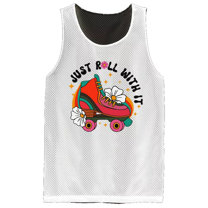 Just Roll With It Roller Skating Retro Summer Vintage Roller Mesh Reversible Basketball Jersey Tank