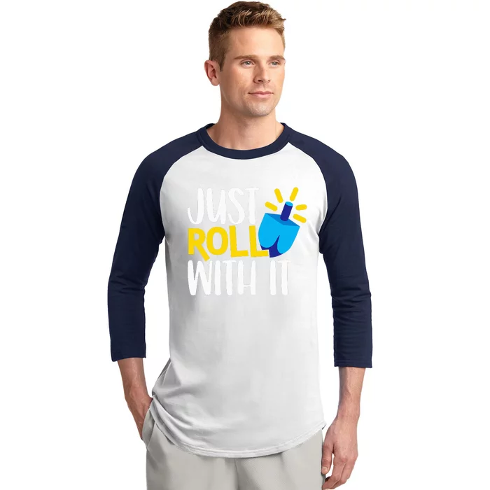 Just Roll with It Funny Matching Family Hanukkah Chanukah Baseball Sleeve Shirt