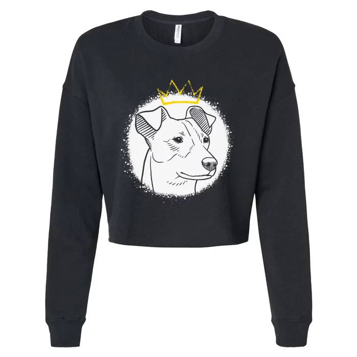 Jack Russell with Crown funny pet lovers gift Cropped Pullover Crew