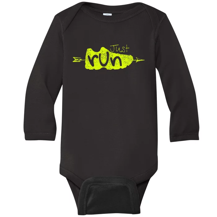 Just Run XC Runner Cross Country Runners Training Baby Long Sleeve Bodysuit