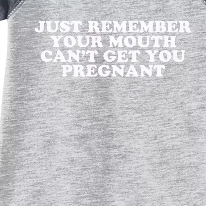 Just Remember Your Mouth CanT Get You Pregnant Gag Gift Infant Baby Jersey Bodysuit