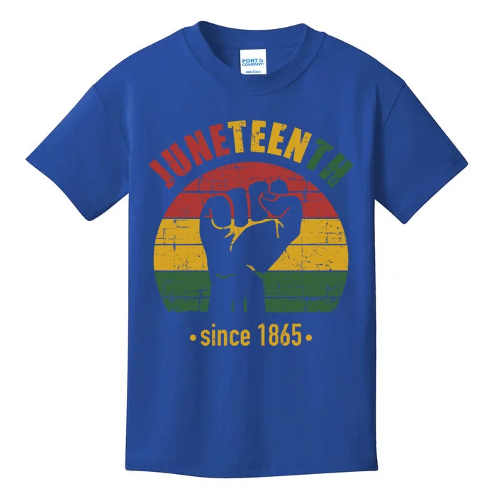 Juneteenth Since 1865 With Pan African Flag And Fist Gift Kids T-Shirt