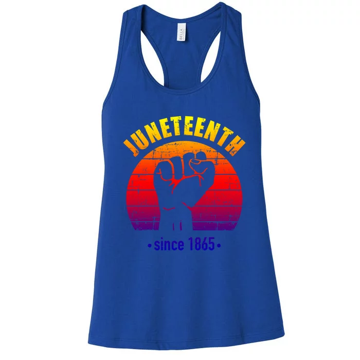 Juneteenth Since 1865 With Pan African Flag And Fist Gift Women's Racerback Tank