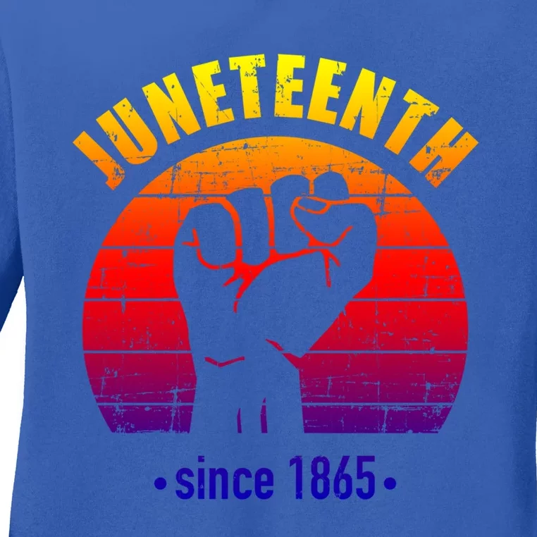 Juneteenth Since 1865 With Pan African Flag And Fist Gift Ladies Long Sleeve Shirt