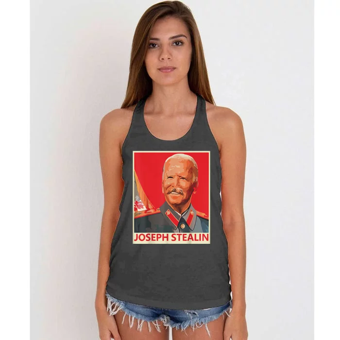 Joseph Stealin Anti Joe Biden Funny Biden Women's Knotted Racerback Tank