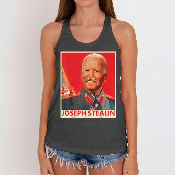 Joseph Stealin Anti Joe Biden Funny Biden Women's Knotted Racerback Tank